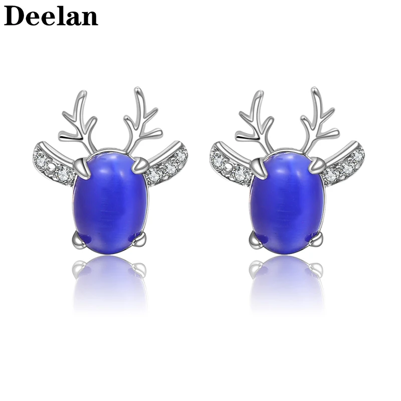 DEELAN очаровательные серьги гвоздики для женщин с голубым опалом модные ювелирные