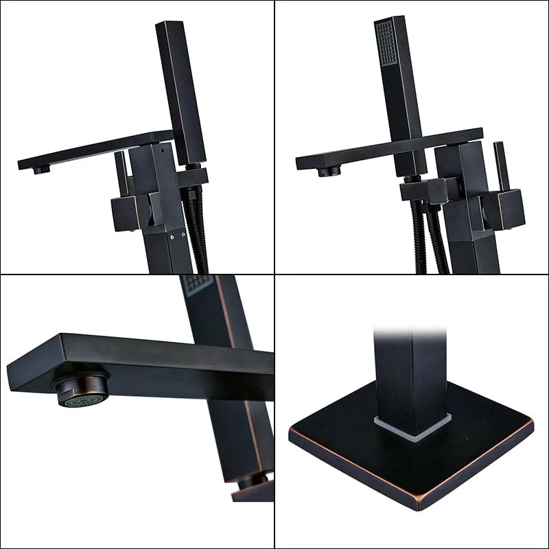 Роскошный смеситель для ванны напольный с длинным носиком отдельно стоящий