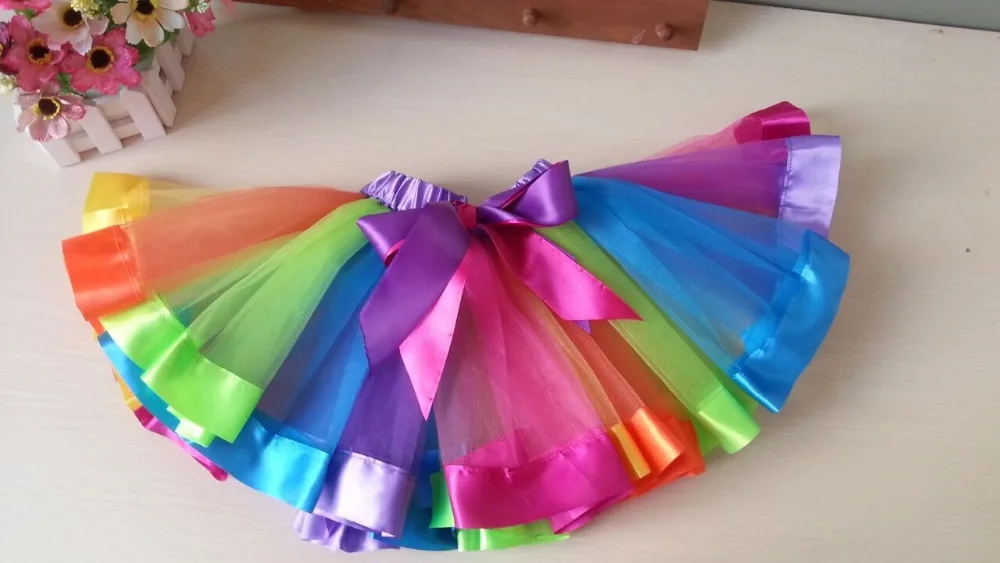 Радужная пачка для новорожденных девочек с бантом в виде риббиона|baby tutu|newborn tutututu