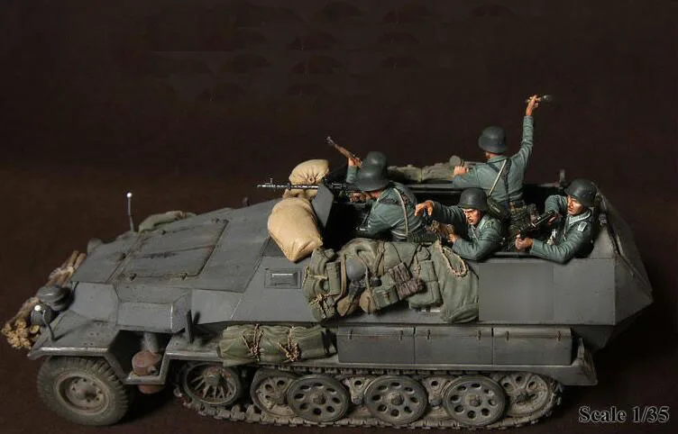 1/35 Смола Наборы Вторую мировую войну Пособия по немецкому языку panzergrenadiers в бою 5 шт./компл. фигурки(без бака, других вещей нет деталей