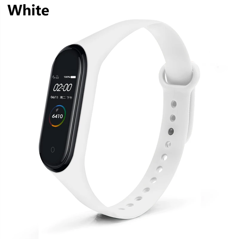 White BOORUI для xiaomi mi band 4 ремешок Модный Цветной mi band 4 ремешок силиконовый mi band 4 Ремень Замена для xiaomi mi 4 band - Цвет: White