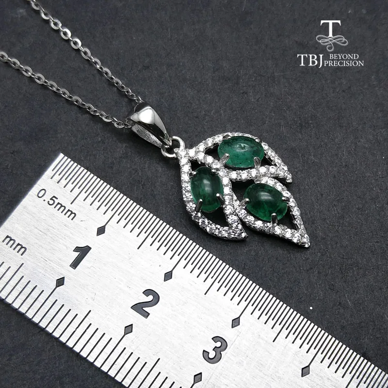 TBJ натуральный Замбия изумруд драгоценный камень кулон в 925 стерлингового