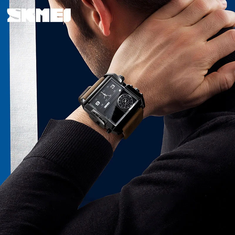 Часы наручные мужские кварцевые с квадратным циферблатом брендовые модные