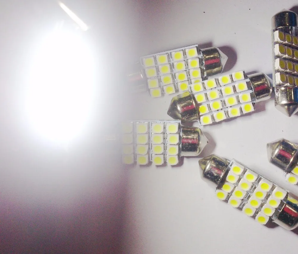 kit 10 Lampada Torpedo 16 Leds Luz Teto Placa Smd Super Branca 36mm | Signal Lamp