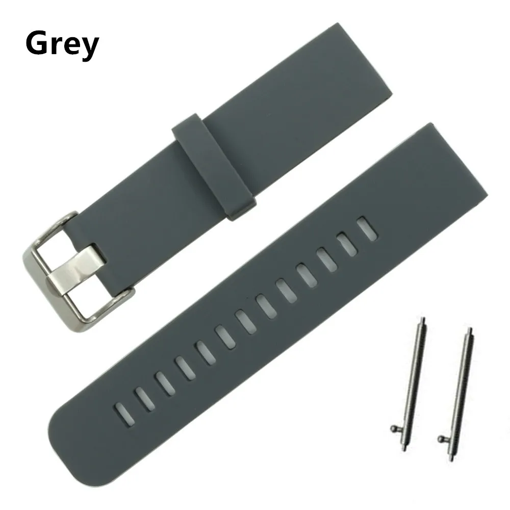 grey Ремешок для часов 18 мм/20 мм/22 мм для Motorola Moto 360 2 Gen 46 мм samsung Gear2 R380-R382 силиконовый резиновый браслет - Цвет ремешка: grey