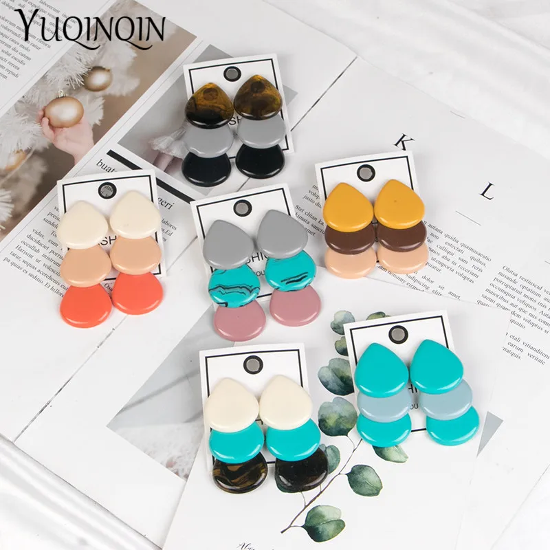 Модные длинные большие геометрические серьги из смолы модные Висячие для женщин