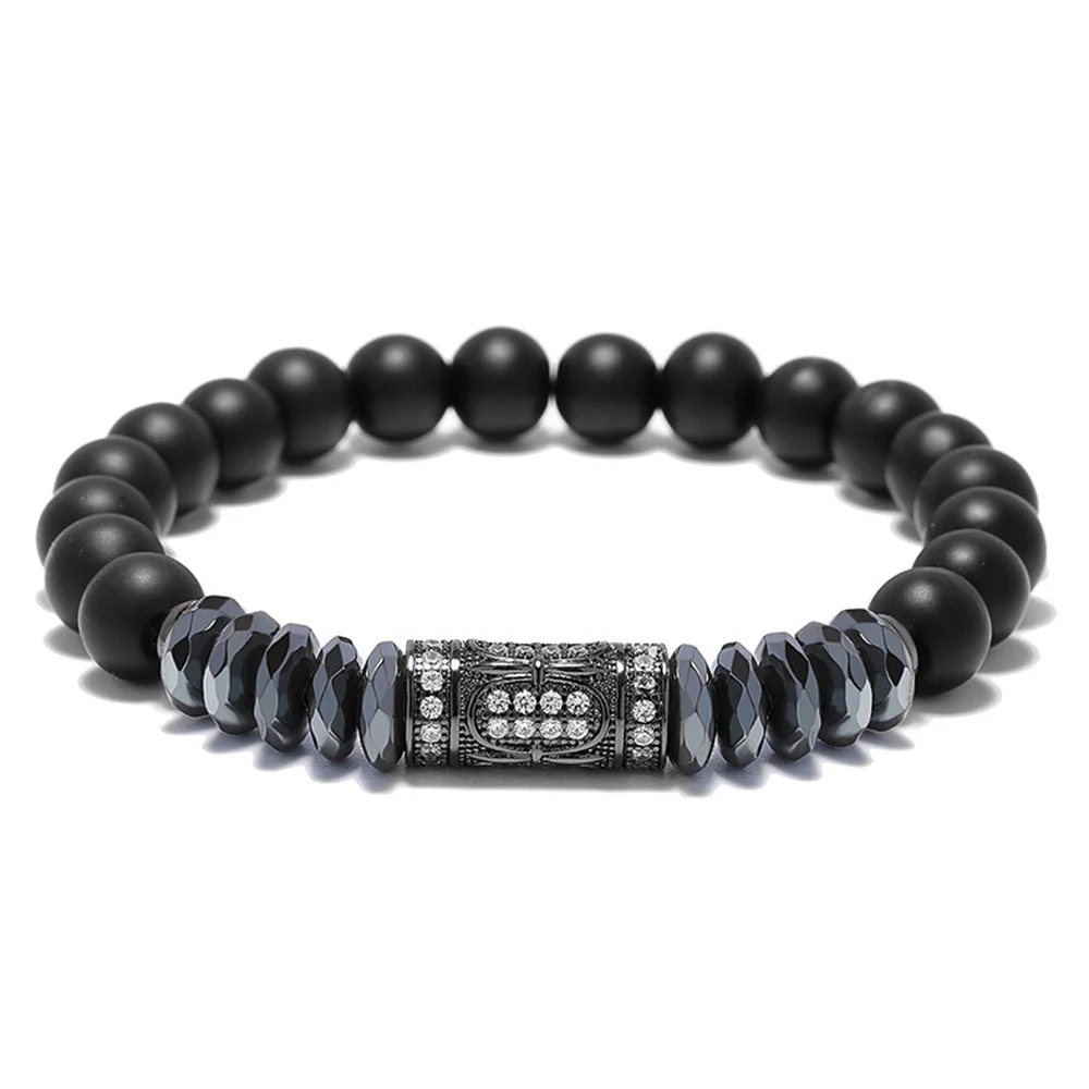 8 mm Natural Grind Stone Beads Bracelet For Women Handmade Black Men Energy Prayer Yoga Charm Dropshipping | Украшения и