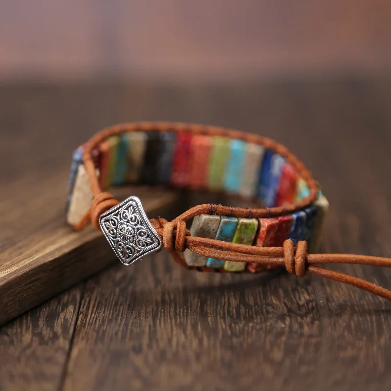 Женские браслеты ручной работы Boho Emperor Stone плетеный кожаный браслет в богемном