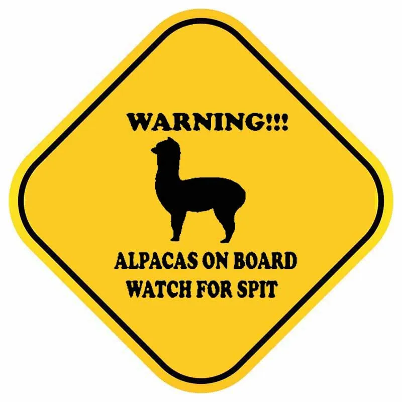 YJZT 14.1CM*14.1CM WARNING ALPACAS ON BOARD WATCH FOR SPIT PVC Car Sticker Decal 12-40521 | Автомобили и мотоциклы