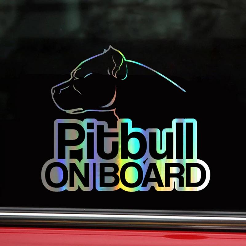 

Sticker Vinyl 16*13.9cm Pitbull On Board Dog Sticker On window Body Door Stickers and Decals Funny Motorcycle window Styling