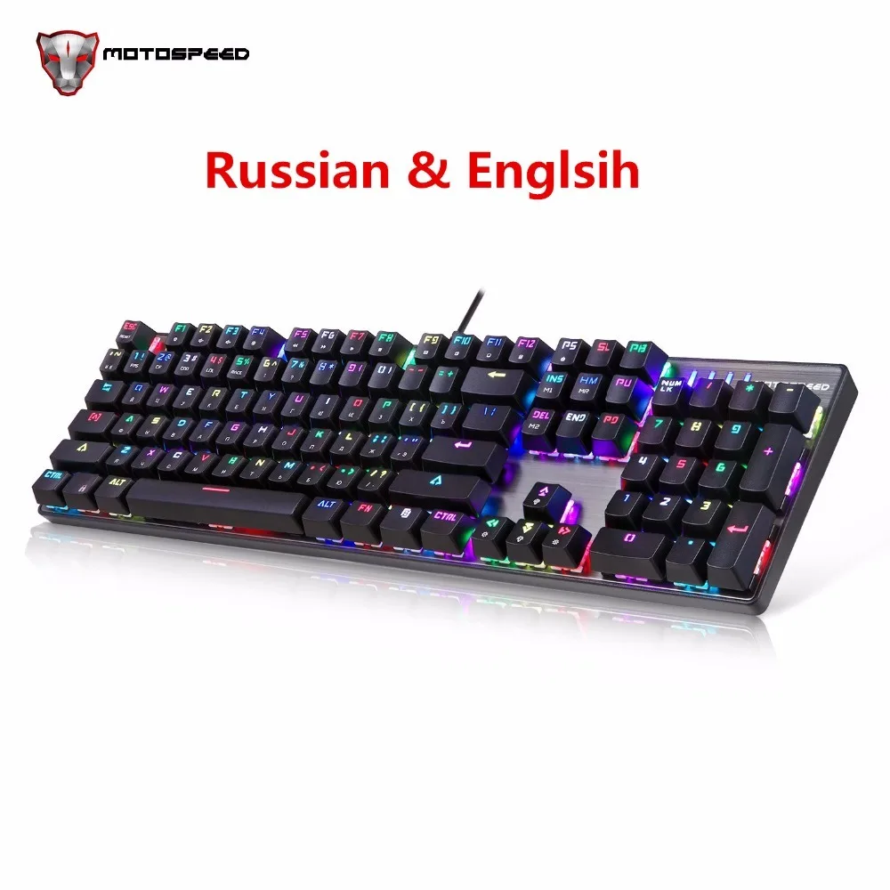 Русский/Английский motospeed CK104 Проводная Механическая клавиатура Алюминий 104