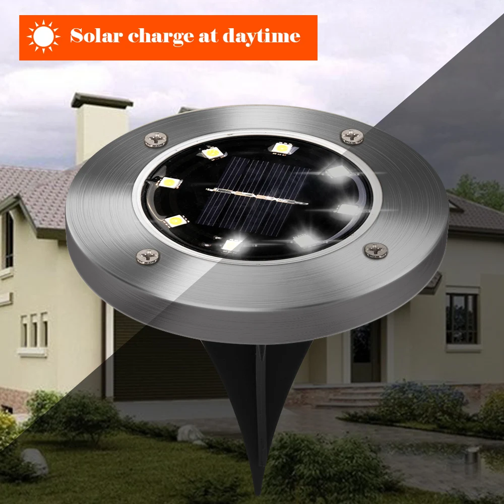 4 шт. Солнечный грунтовый светильник Водонепроницаемая садовая дорожка