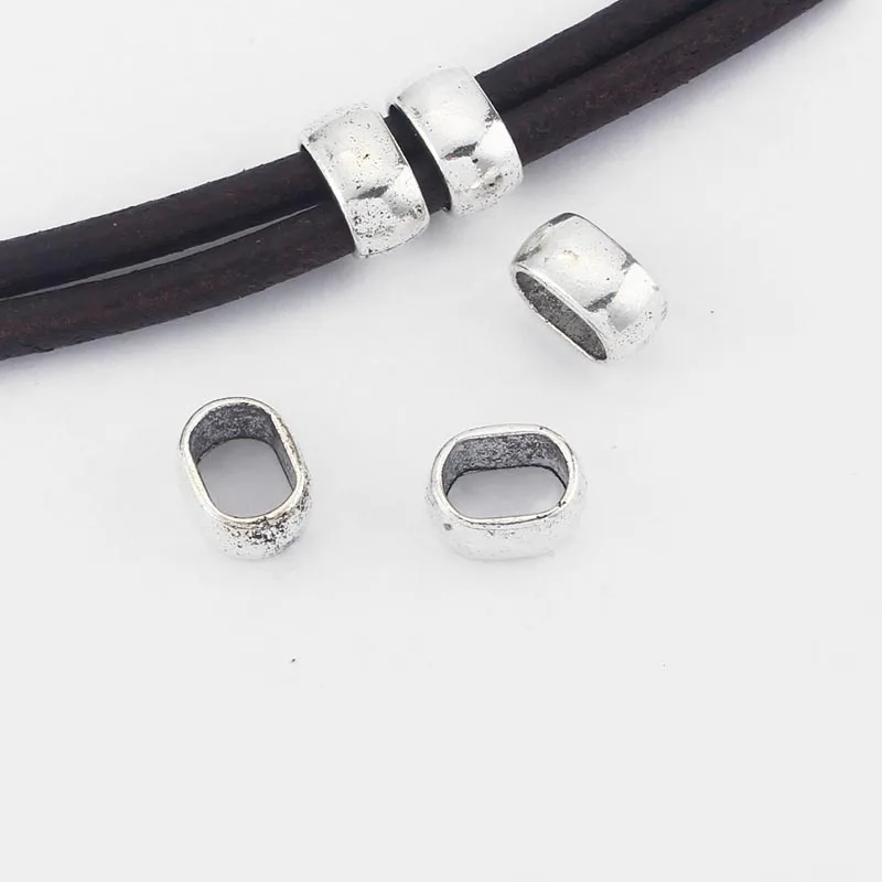 

10pcs Oval Frugal Slide Spacer Fit Double 5mm Round Leather Cord Large Hole Beads for Bracelet DIY Jewelry Making Slide Charms