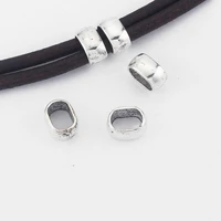 10pcs oval frugal slide spacer fit double 5mm round leather cord large hole beads for bracelet diy jewelry making slide charms