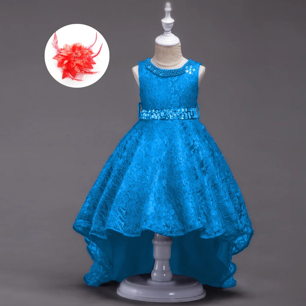 Kids Party Lace High Low Clothes Girls Size 3 To 12 14 Ball Dress Wedding Children's Vest Evening Gowns In Black Beige Red Blue | Детская