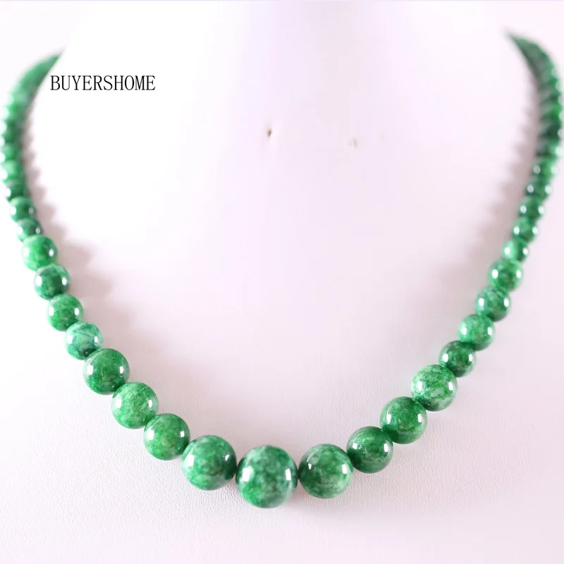 Green Jade Handmde женские ювелирные изделия 6-14 мм натуральные камни круглые бусины зелёные малахитовые Howlite фарфоровое ожерелье из содалита 1" 1 шт RE009-103 - Окраска металла: Green Jade