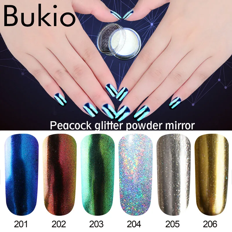 Bukio золотой блеск ногтей погружение порошковый флуоресцентный пыль Золотой чешуйчатый дизайн ногтей Ail Dip голографический блестящий порошок зеркало