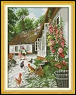Набор для вышивки крестиком сделай сам, наборы для вышивки, картина для вышивки крестиком с красивым фермерским домиком и курицей