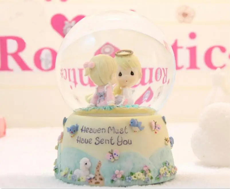 SCY 728+++Water droplet dolls honey crystal ball music box | Дом и сад