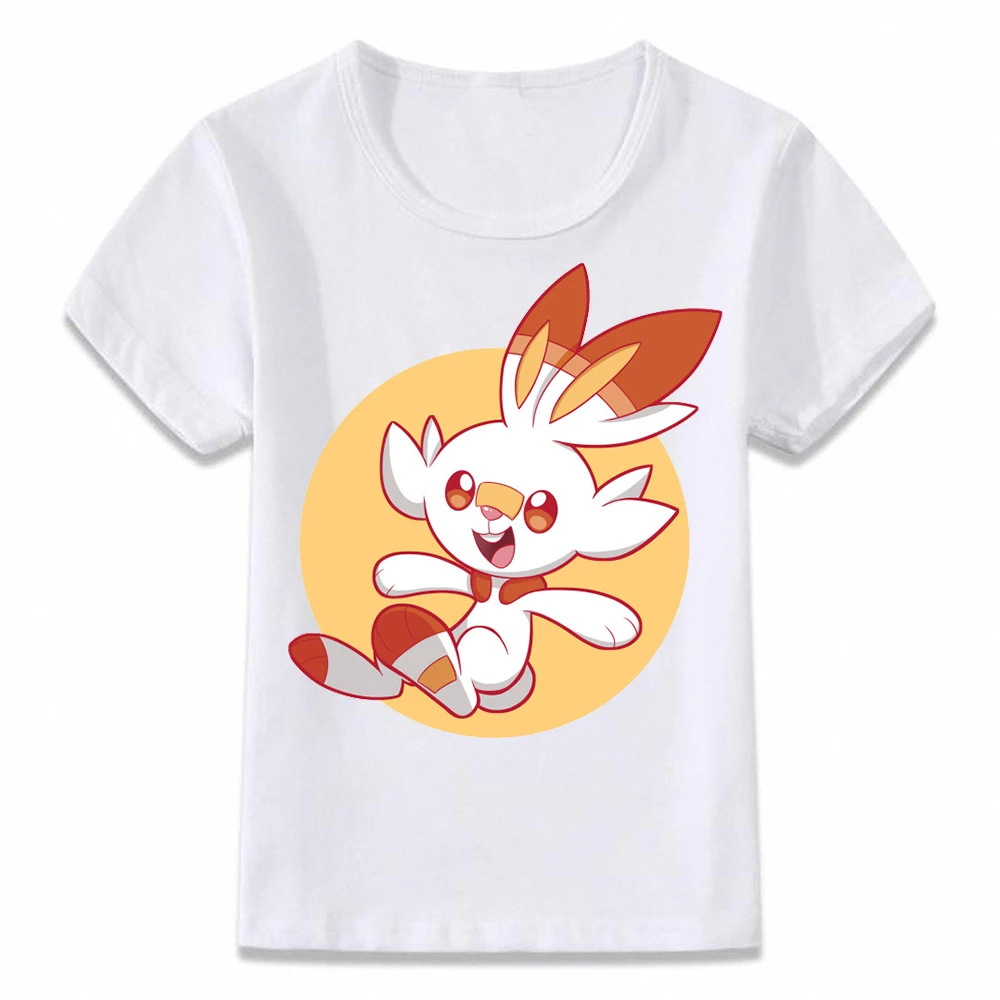 3T030U Детская одежда с героями мультфильма рубашка sobble grookey и scorbunny Милая футболка для мальчиков и девочек ясельного и дошкольного возраста рубашки с коротким рукавом - Цвет: 3T030U