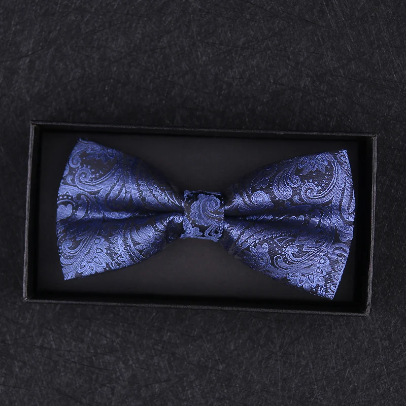Bernoulli Высокое качество Мужская мода синий Пейсли галстук бабочка Свадебная
