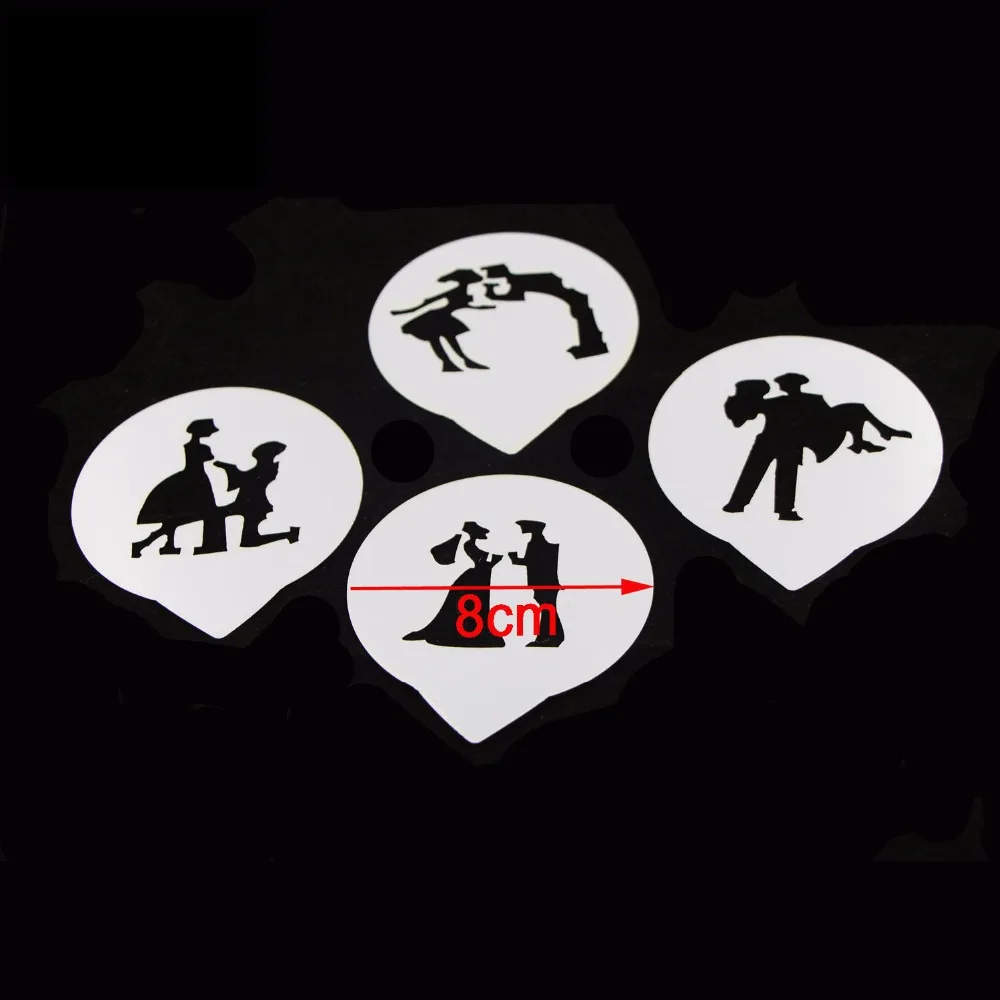 4 шт. трафарет для кофе романтические влюбленные Инструменты выпечки