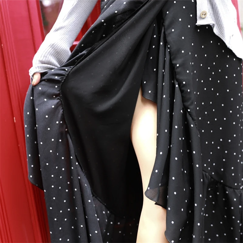 GRRCOSY юбка для беременных новинка летняя в горошек шифон шнуровка ассиметричная