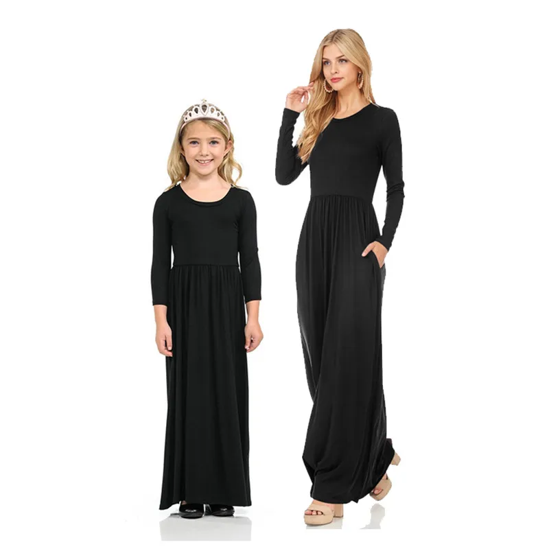 Ali1019B LILIGIRL/длинное платье для девочек; коллекция года; платья для мамы и дочки; однотонное платье для мамы и дочки; Семейные комплекты - Цвет: Ali1019B