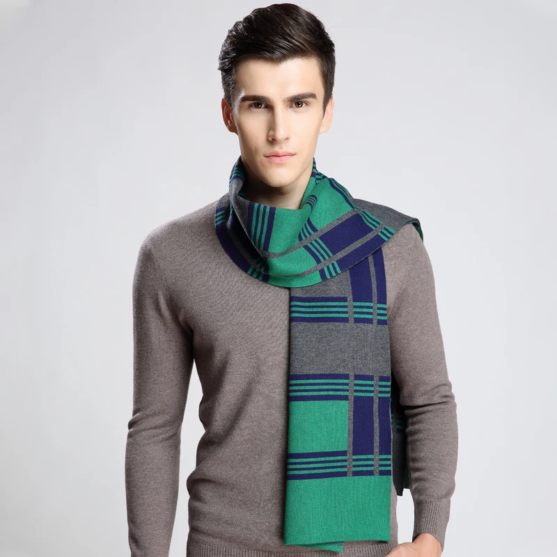 Autumn Winter Men Scarf Long Man's Wool Scarf Plaid Scarves Man Casual Warm Scarf