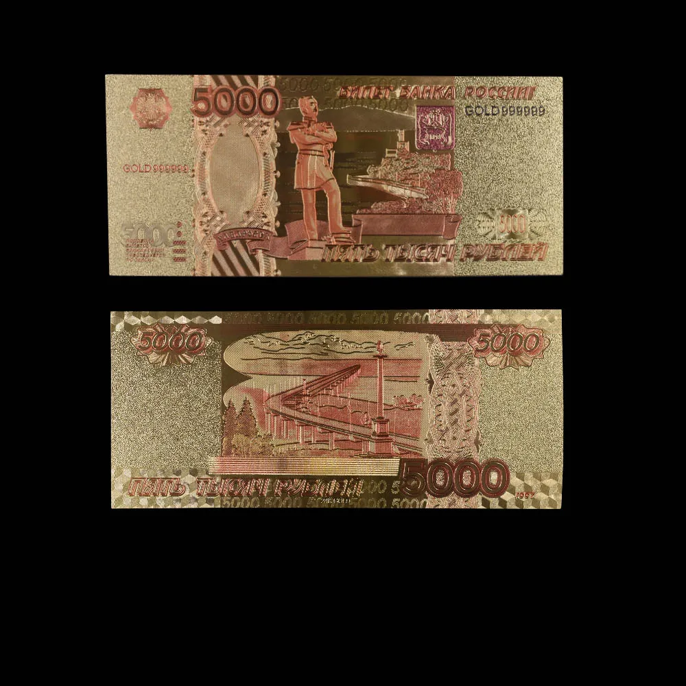 

Souvenir Gifts Russia Gold Banknote Plated 5000 Ruble In 24k Gold Plated Fake Money Bills