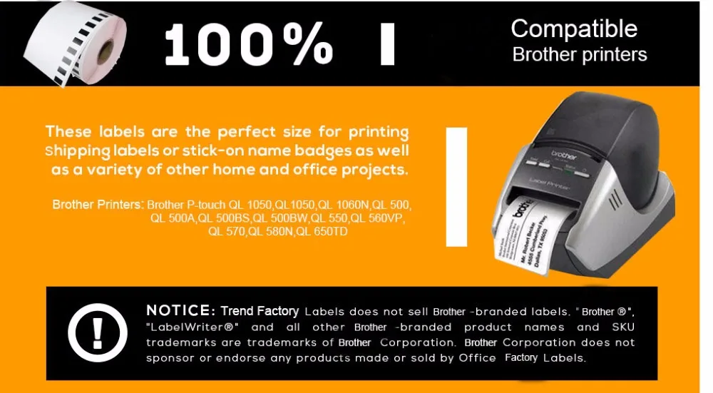 6 сменных рулонов совместимых с белыми бумагами этикетки 62 мм * 29 800 шт. совместимы