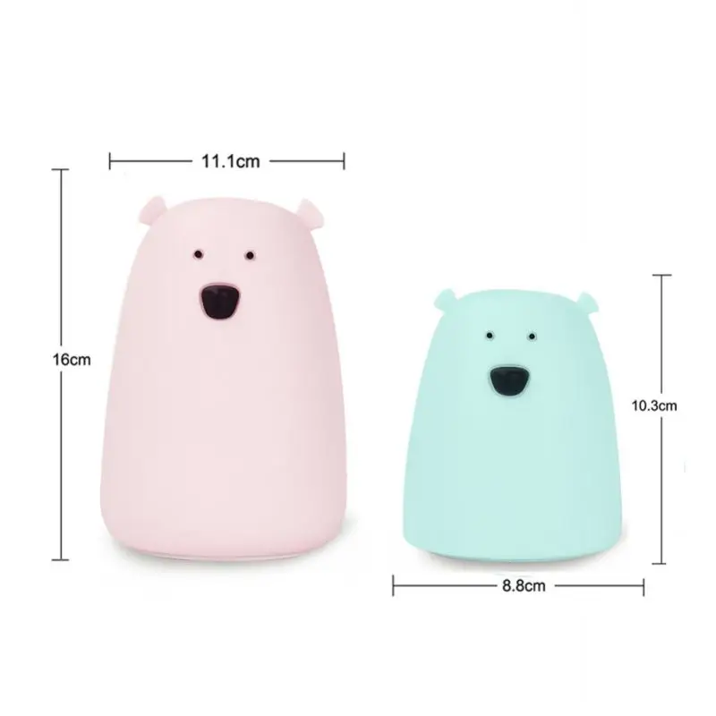

Light Children Animal Bedside Lamp Bear Lights USB Soft Cartoon Baby Nursery Lamp Breathing LED Light Decorate House