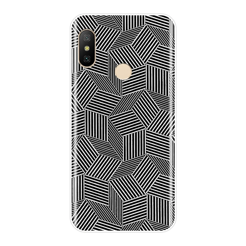 Задняя крышка для Xiaomi Mi 5 5C 5S 5X 6 6X Plus черный геометрический Мягкий силиконовый