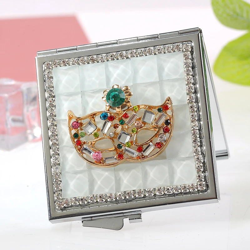 mini beauty makeup compact pocket mirror wedding party bridesmaid girl friend gift souvenir bling colorful crystal sexy mask | Дом и сад