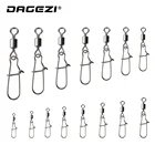 DAGEZI 100 шт.лот, рыболовный соединитель, вращающийся вертлюг с красивой защелкой, коробка для рыболовных снастей из нержавеющей стали