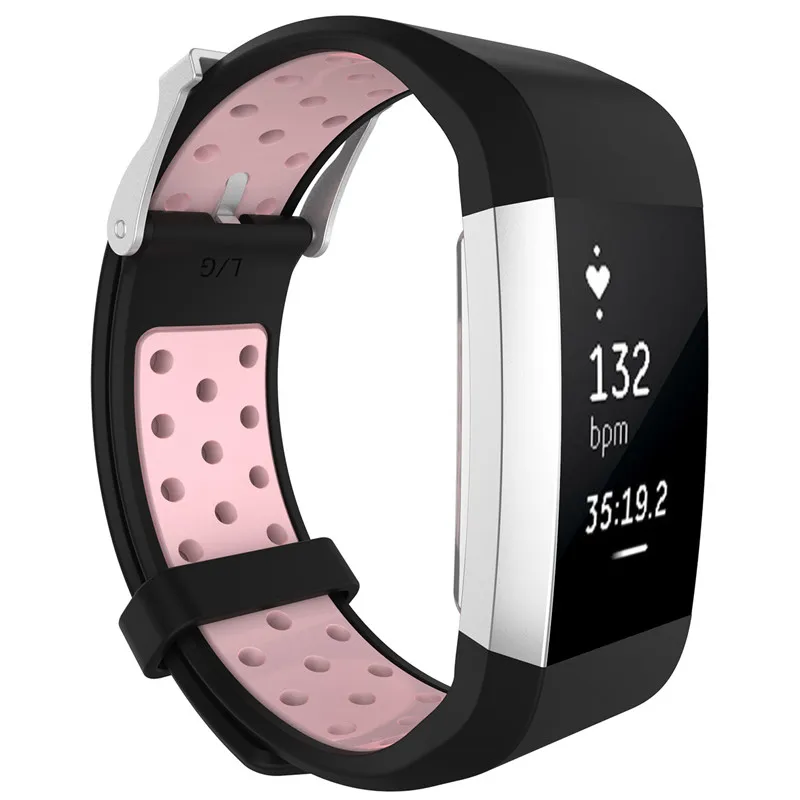 Цветной браслет для Fitbit Charge 2, спортивный силиконовый ремешок на запястье для Fitbit Charge 2, умный Браслет, умные аксессуары - Цвет: BLACK PINK