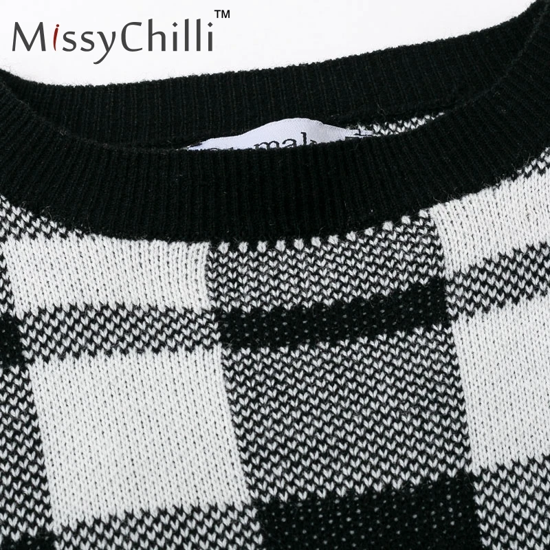 MissyChilli, элегантное вязаное клетчатое платье, костюм из двух частей, Женское зимнее клубное мини короткое платье, женские вечерние платья с длинным рукавом, облегающее платье