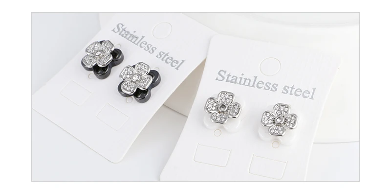 New Full Crystal Flower Earrings Party Black White Square Healthy Earrings for Women Wedding Jewelry Brincos Boho Earrings
