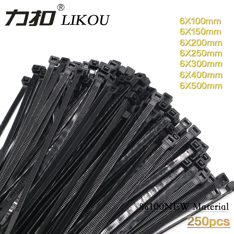Нейлоновая кабельная стяжка LIKOU 6x150 6x200 6x300 6x400 6x500 Ширина 250 мм оптом пластиковые