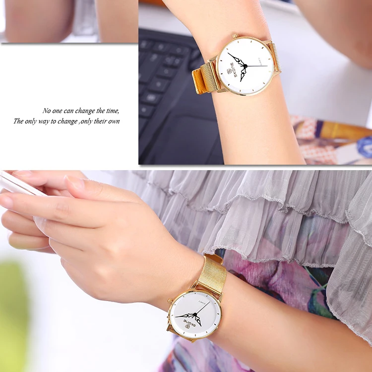 SKONE ультратонкие золотые часы с циферблатом женские модные модельные стальные