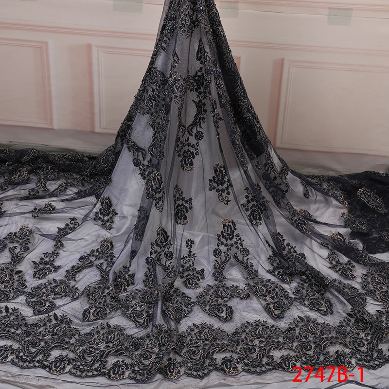 Африканская кружевная ткань 2019 высококачественный бисер с вышивкой нигерийская