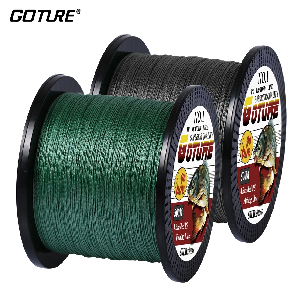 

Goture 500M PE Braided Fishing Line 4 Strands Super Strong Multifilament Fishing Lines 12-80LB