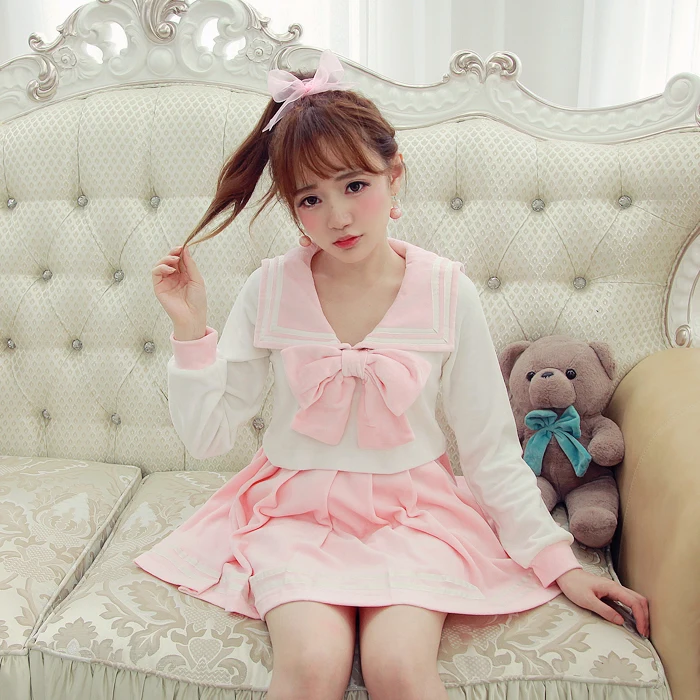 

Princess sweet lolita dress BoBON21 Exclusive design bow detachable Sailor moon embroidery sailor collar dress D1269