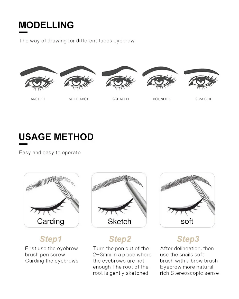 Maquillaje Natural Double-Ended Tint Eyebrow Pencil Waterproof Eyebrows Enhancer Korean Cosmetics Makeup For Women