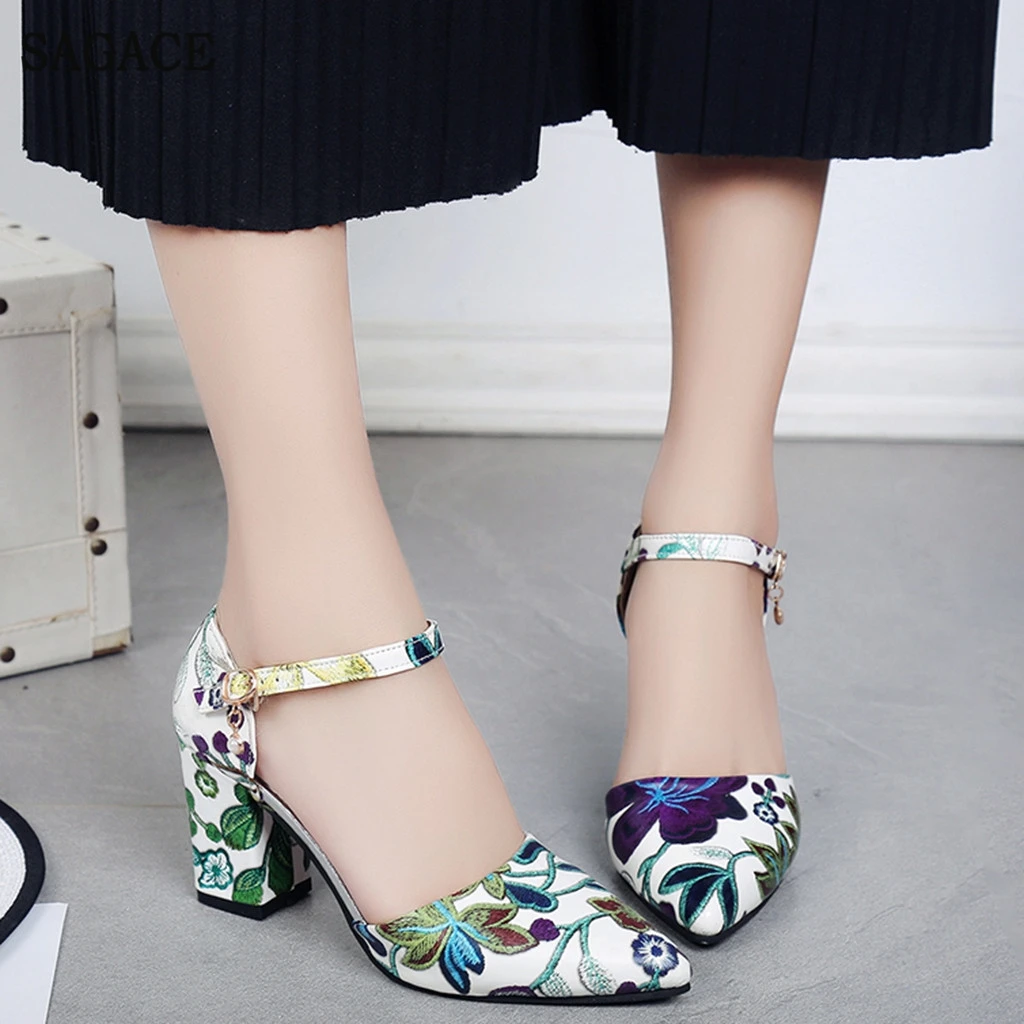 SAGACE элегантные женские босоножки с острым носком и этническим принтом женская