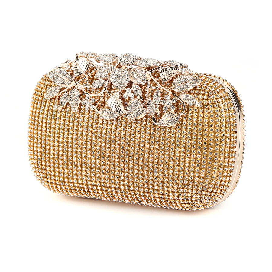 Сумка клатч с цветами и кристаллами женская сумка для свадьбы со стразами