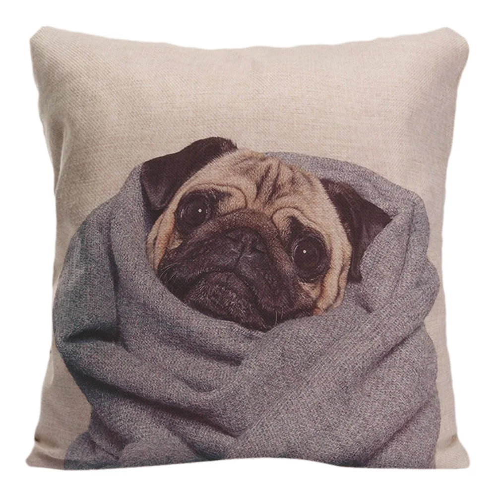 Милый чехол для подушки собаки мопса с шляпой декоративная наволочка на заказ из