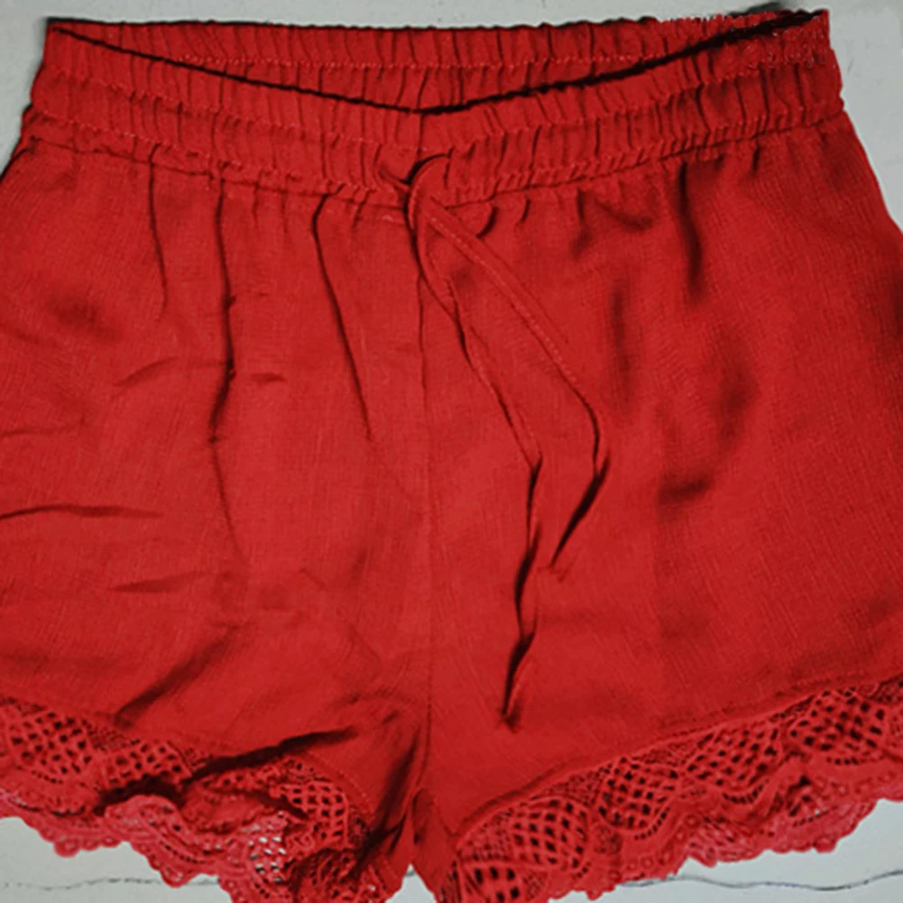 

2020 Women Ruffle Shorts Summer Solid Casual Drawstring Sports Beach High Waist Loose Short Fashion Soft Elastic Pantalones