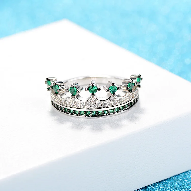 Seanlov Romantic Crown Rings Silver Color Blue Red CZ For Women Fashion Green Zirconia Jewelry Wedding | Украшения и аксессуары