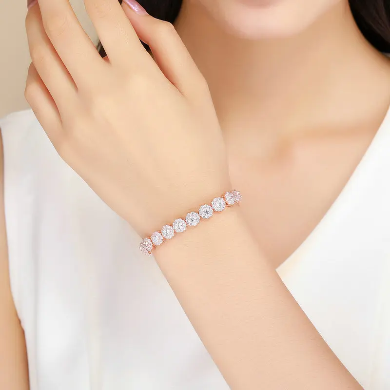 

New Arrival Classic Round Cubic Zircon Gold Color Women Tennis Bracelets for Women Fashion Bracelet Jewelry YIB040